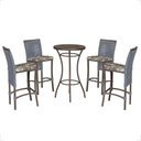 Ver imagem 1 de Mesa Bistrô e 4 Banquetas Roma Marrom Corda Náutica Estofado 6 Trama Original