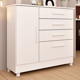 Cômoda Chicago 1 Porta 4 Gavetas Neve 13558 - Tcil Móveis - 1