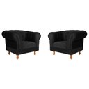 Ver imagem 1 de Duas Poltronas Chesterfield Capitone Suede Preto Decorativa / Sala, Tv, Estar, Recepção