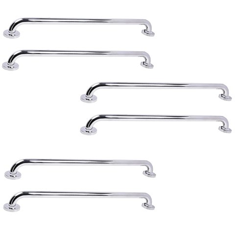Barra de Apoio 70cm Inox Kit 6 Unidades Banheiro Box Gestante Idoso Criança Deficiente Suporte Segur