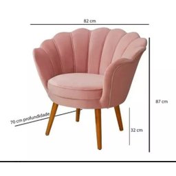 Poltrona Decorativa Pétala de Flor Sala Esmaltaria Salão Escritório Rose Rosê - 2