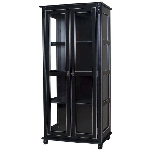 Cristaleira Lateral Com 2 Portas de Vidro e 3 Prateleiras 301 Preta