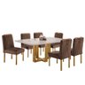 Conjunto Sala de Jantar 6 Lugares Mesa Lisy Madeira Maciça e 6 Cadeiras Safira Veludo Móveis Mundial - 1
