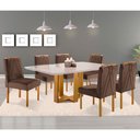 Ver imagem 2 de Conjunto Sala de Jantar 6 Lugares Mesa Lisy Madeira Maciça e 6 Cadeiras Safira Veludo Móveis Mundial