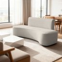 Ver imagem 1 de Sofá Feijão Orgânico Curvo 3 Lugar Suede Sala Contemporânea:bege