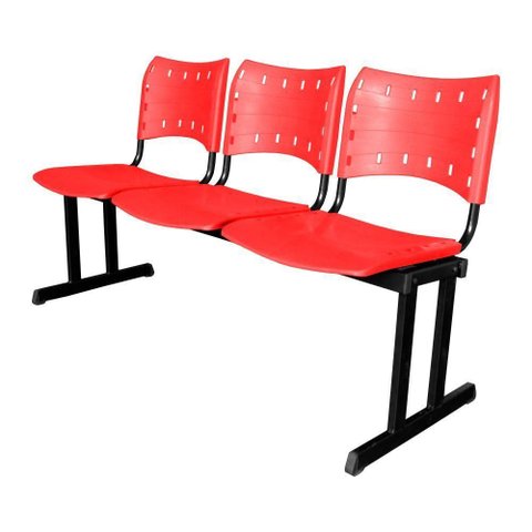 Cadeira Iso Pp Rp Longarina 3 Lugares Color Vermelho