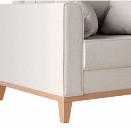 Poltrona Decorativa Benny Tecido Linho com Pés em Madeira:creme - 3