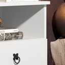 Ver imagem 5 de Mesa de Cabeceira Mad 2 Gavetas Estilo Retrô C Om Pés em Madeira Cor Branco Jm