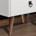 Ver imagem 4 de Mesa de Cabeceira Mad 2 Gavetas Estilo Retrô C Om Pés em Madeira Cor Branco Jm