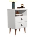 Ver imagem 1 de Mesa de Cabeceira Mad 2 Gavetas Estilo Retrô C Om Pés em Madeira Cor Branco Jm