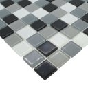 Ver imagem 3 de Pastilhas de Vidro Cinza e Preta Mescla Cristal Brilhante Cozinha Banheiro Piscina 30x30cm