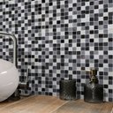Ver imagem 2 de Pastilhas de Vidro Cinza e Preta Mescla Cristal Brilhante Cozinha Banheiro Piscina 30x30cm
