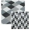 Pastilhas de Vidro Cinza e Preta Mescla Cristal Brilhante Cozinha Banheiro Piscina 30x30cm - 1
