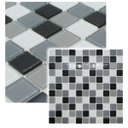 Ver imagem 1 de Pastilhas de Vidro Cinza e Preta Mescla Cristal Brilhante Cozinha Banheiro Piscina 30x30cm