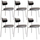 Ver imagem 1 de Kit 06 Cadeiras Estofada para Sala de Jantar Astrid Branco C01 Linho Cinza Courino Preto - Lyam Deco
