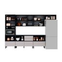 Ver imagem 4 de Cozinha Modulada 6 Peças 11 Portas 6 Gavetas MDF Dodradiça Slow Motion Lúmina Itatiaia Grafite/Fendi Cinza