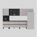 Ver imagem 2 de Cozinha Modulada 6 Peças 11 Portas 6 Gavetas MDF Dodradiça Slow Motion Lúmina Itatiaia Grafite/Fendi Cinza