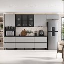 Ver imagem 1 de Cozinha Modulada 6 Peças 11 Portas 6 Gavetas MDF Dodradiça Slow Motion Lúmina Itatiaia Grafite/Fendi Cinza