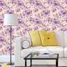 Papel De Parede Floral Flores Lilas E Amarelo Adesivo Sala - 4