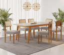 Ver imagem 1 de Mesa Elegance Tampo Off com Vidro 6 Cadeiras Lazúli