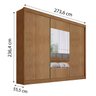 Guarda Roupa Casal com 03 Portas de Correr, 06 Gavetas e Kit 01 Espelhos Front Novo Horizonte Cumaru - 2