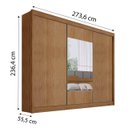 Ver imagem 2 de Guarda Roupa Casal com 03 Portas de Correr, 06 Gavetas e Kit 01 Espelhos Front Novo Horizonte Cumaru
