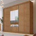 Ver imagem 3 de Guarda Roupa Casal com 03 Portas de Correr, 06 Gavetas e Kit 01 Espelhos Front Novo Horizonte Cumaru