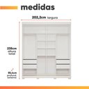 Ver imagem 3 de Guarda Roupas Casal 2 Portas de Correr 4 Gavetas Frisado com Espelho 100% MDF Flower