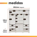 Ver imagem 4 de Guarda Roupas Casal 2 Portas de Correr 4 Gavetas Frisado com Espelho 100% MDF Flower