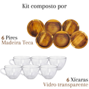 Ver imagem 3 de Jogo de Xícara Pires Madeira Teca Mesa Posta