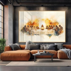 Quadro Decorativo Santa Ceia Aquarela Sala Quarto Casa Escritório