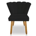 Ver imagem 4 de Kit 02 Cadeiras Poltrona Flor Veludo Preto Pés Palito Castanho - Pallazio