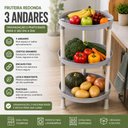 Ver imagem 6 de Fruteira Redonda 3 Andares Cinza Prateleira Multiuso Plastica Organizador Cozinha Porta Legumes Cest