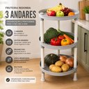 Ver imagem 3 de Fruteira Redonda 3 Andares Cinza Prateleira Multiuso Plastica Organizador Cozinha Porta Legumes Cest