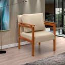 Ver imagem 2 de Kit 4 Poltrona Sala Decorativa Dallas Estofada Veludo Bege Base Madeira Castanho - Arkell