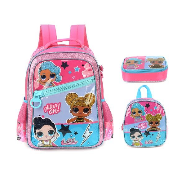 Kit Mochila Infantil Lol Surprise+ Lancheira+ Estojo 100Pens ...