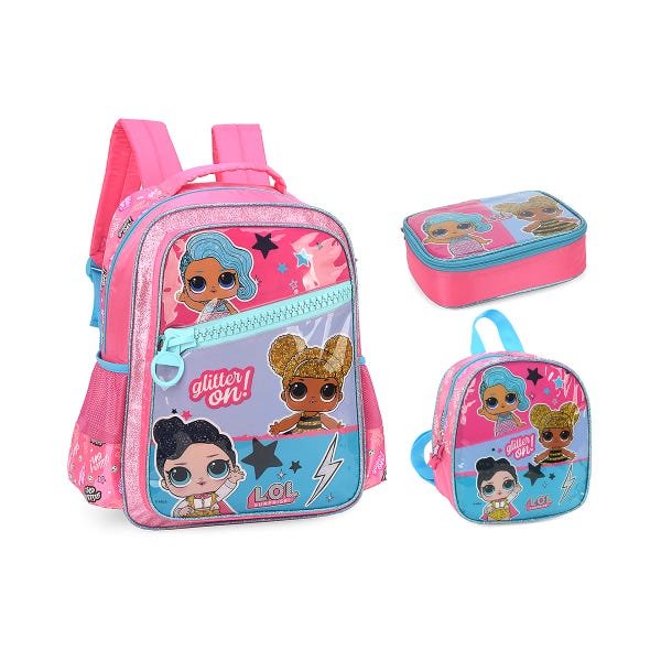 Kit Mochila Infantil Lol Surprise+ Lancheira+ Estojo 100Pens ...