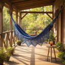 Ver imagem 2 de Redesdedormir.com Rede de Dormir Artesanal Ostra, Azul Royal, 100% Algodão Natural, Casal, 2,80m X 1