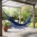 Ver imagem 4 de Redesdedormir.com Rede de Dormir Artesanal Ostra, Azul Royal, 100% Algodão Natural, Casal, 2,80m X 1