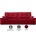 Ver imagem 4 de Sofá Palermo 2,00m Assento Retrátil e Reclinável Velosuede Vermelho - Netsofás
