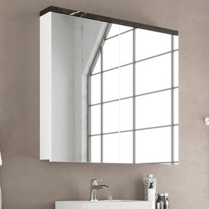 Armário Espelheira de Banheiro 90cm 02 Portas Ref 920 Cewal - Portoro/branco