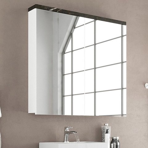 Armário Espelheira de Banheiro 90cm 02 Portas Ref 920 Cewal - Portoro/branco