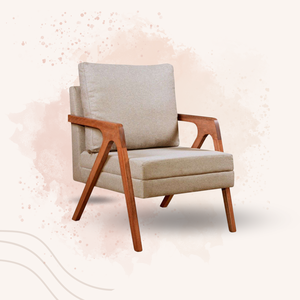 Kit 2 Poltronas Decorativas Mona Braço Madeira Maciça: Linho Bege