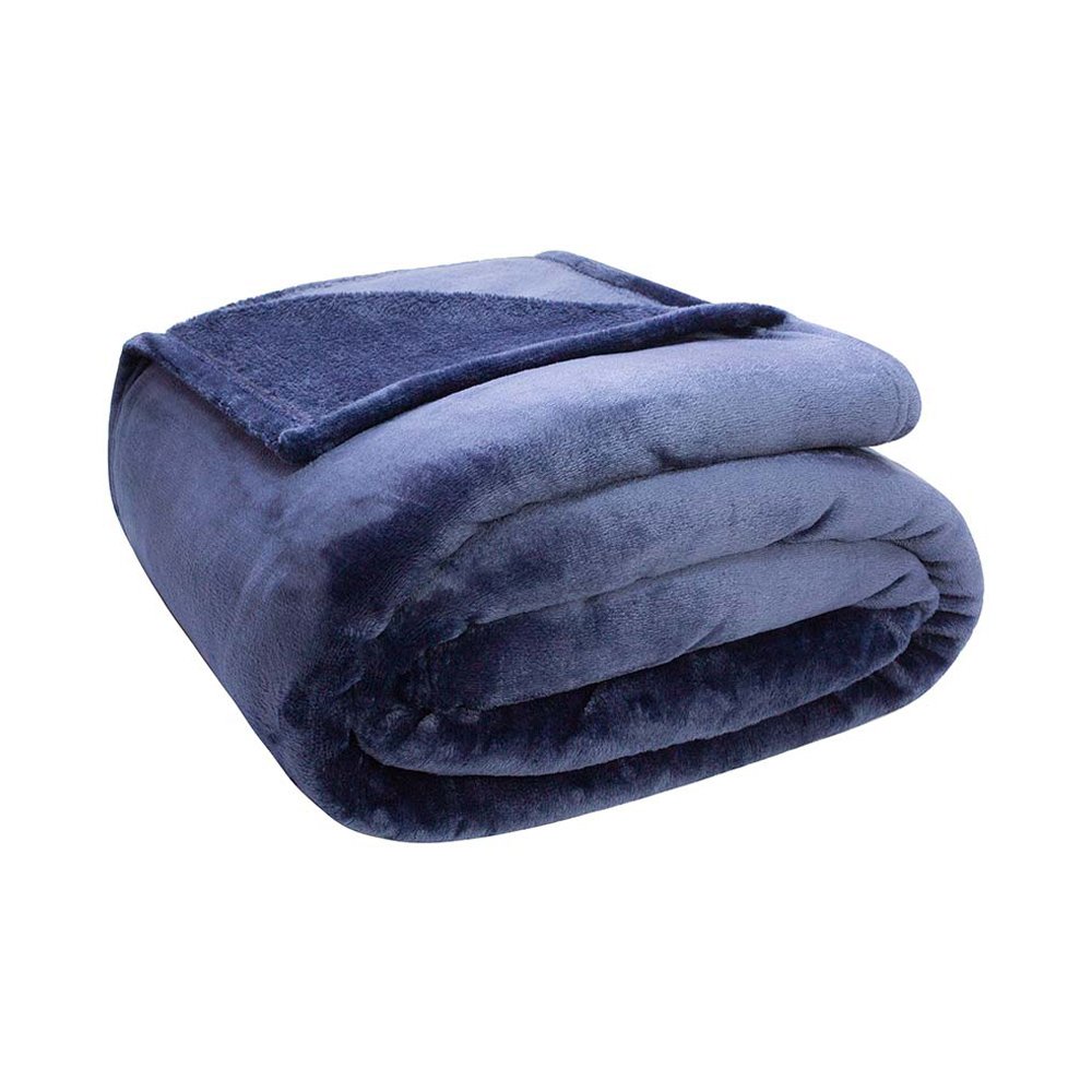 Cobertor Manta Velour Microfibra Casal 1,80mx2,20m 300g Neo Classico Camesa - Azul Marinho
