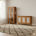 Ver imagem 1 de Conjunto Cristaleira com Buffet 3 Portas em Madeira Maciça Acabamento Premium Castanho
