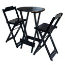 Ver imagem 1 de Jogo De Mesa Bistrô Dobrável Em Madeira Padrão Com C/2 Banquetas Altas - Preto - Preto