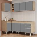 Ver imagem 2 de Armário de Cozinha Modulado de Canto Direito 4 Peças Cp40 Balcão sem Tampo Castanho/cinza - Lumil Lu