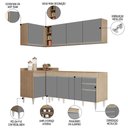 Ver imagem 3 de Armário de Cozinha Modulado de Canto Direito 4 Peças Cp40 Balcão sem Tampo Castanho/cinza - Lumil Lu