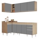 Ver imagem 1 de Armário de Cozinha Modulado de Canto Direito 4 Peças Cp40 Balcão sem Tampo Castanho/cinza - Lumil Lu