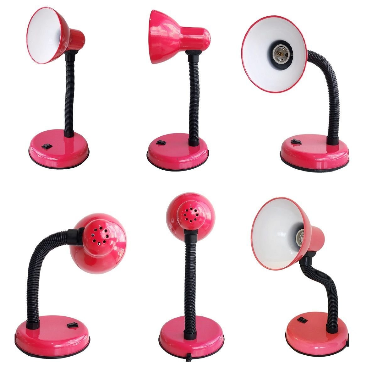 Ver imagem 6 de Luminária Mesa Abajur 35cm Articulada Flexível Pt-06: Rosa